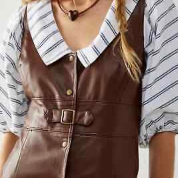 NWOT Free People Elantra Faux Leather Mini Dress - Picture 3 of 13